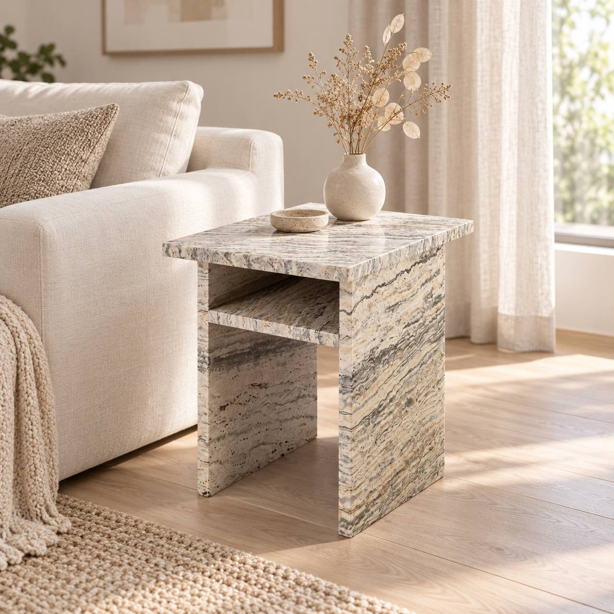 Silver travertine