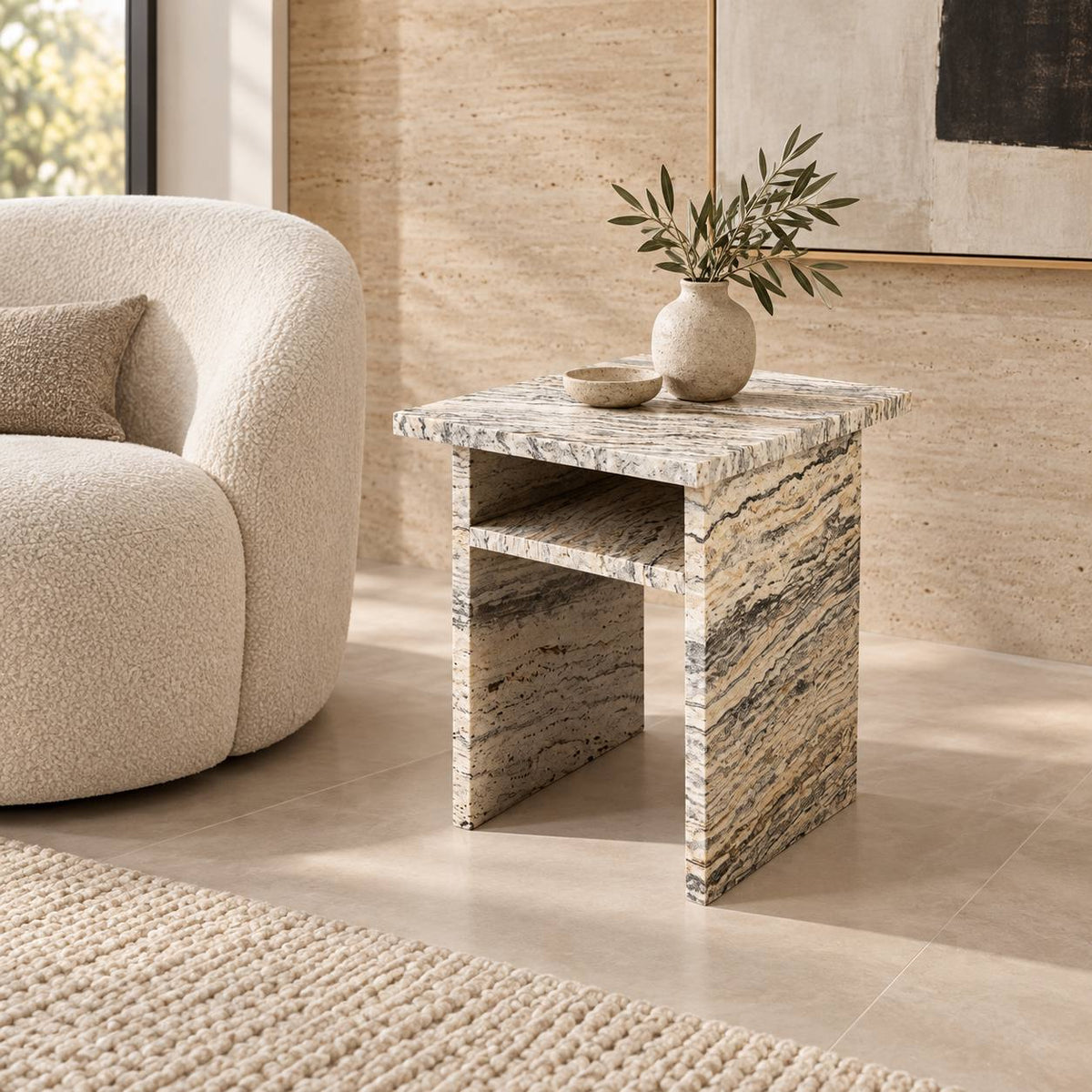 Silver travertine