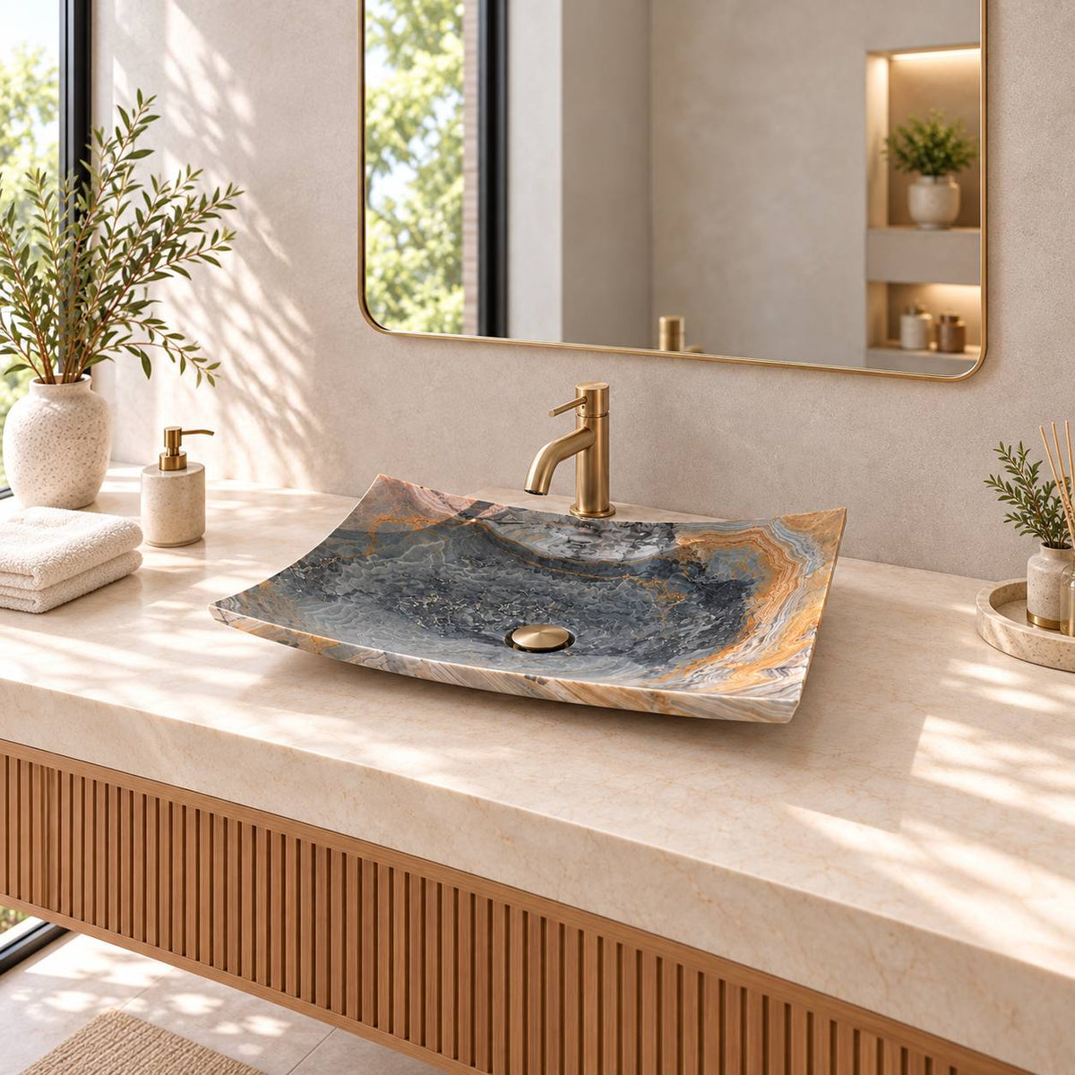 Aveline natural marble washbasin