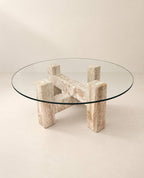Avela travertine& glass coffee table