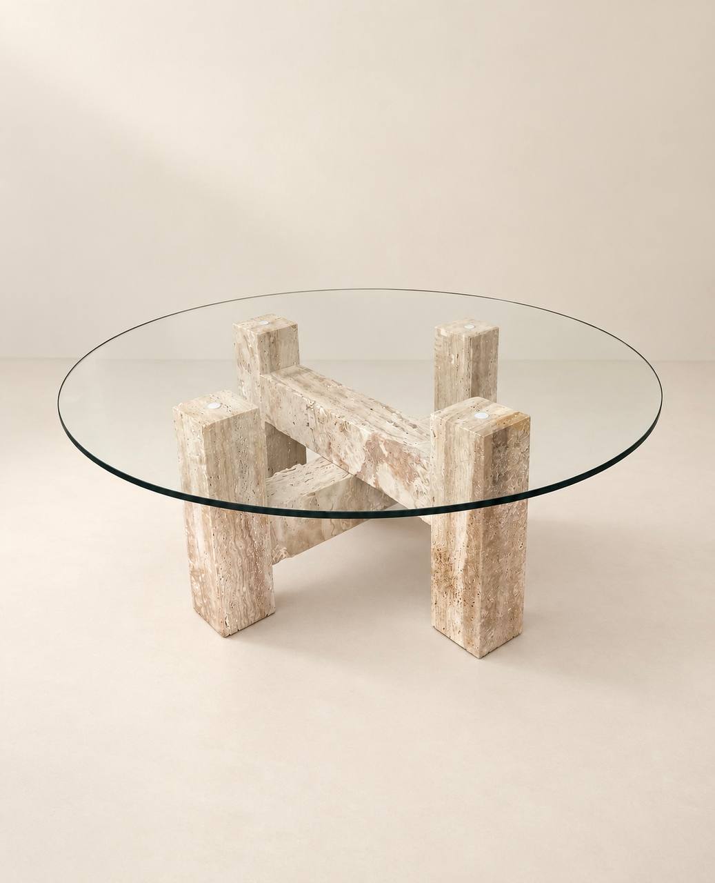 Avela travertine& glass coffee table