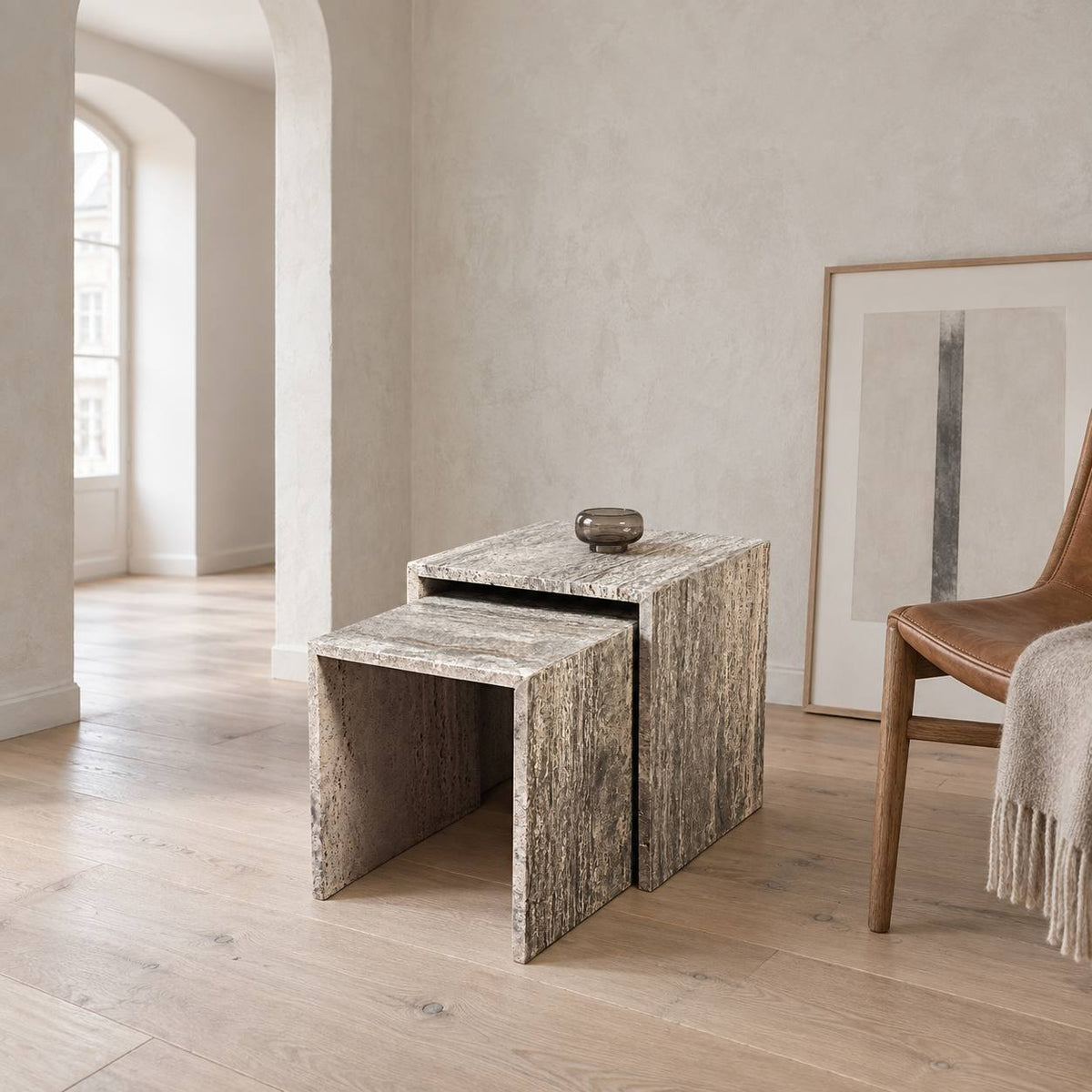 Silver travertine