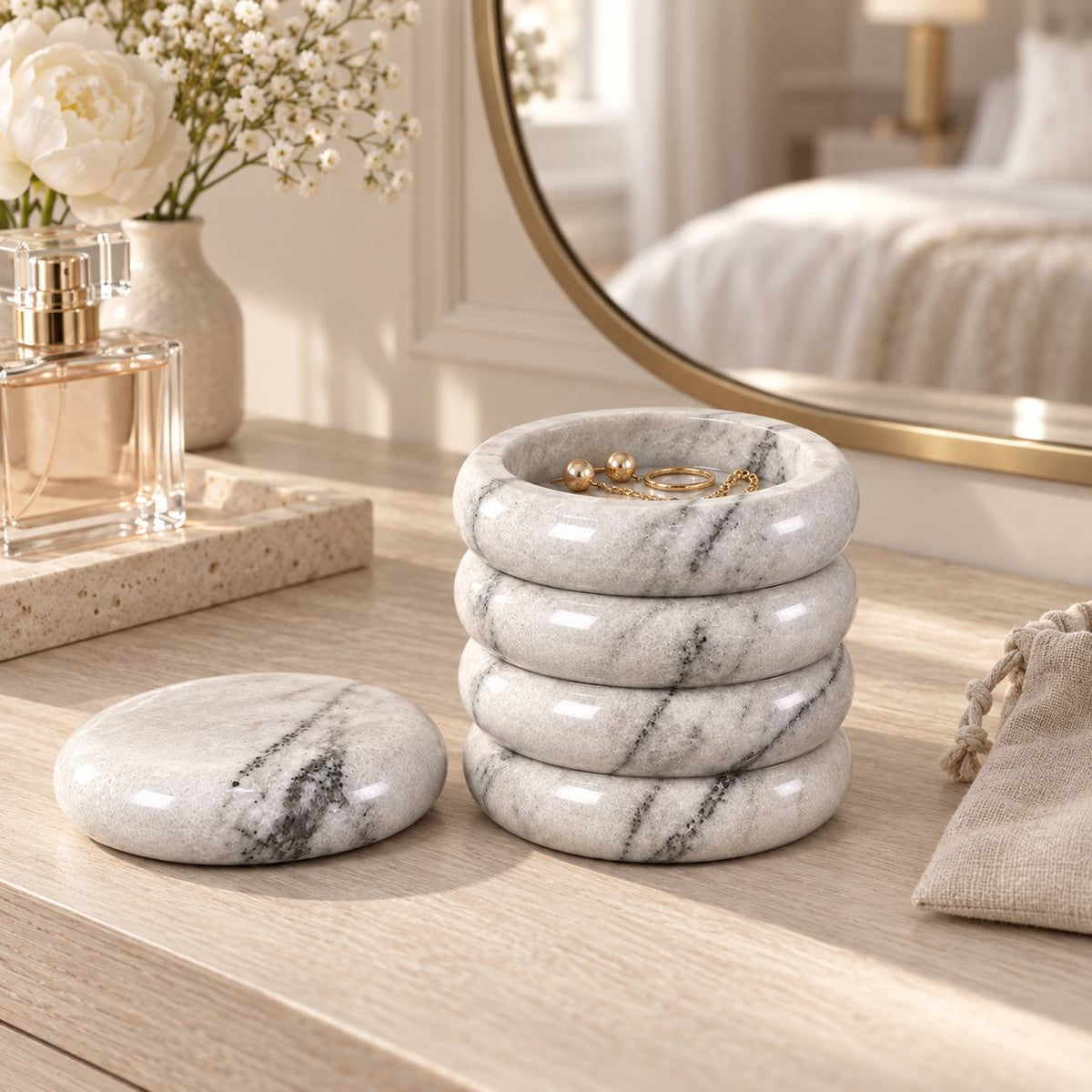 White marble with grey veining