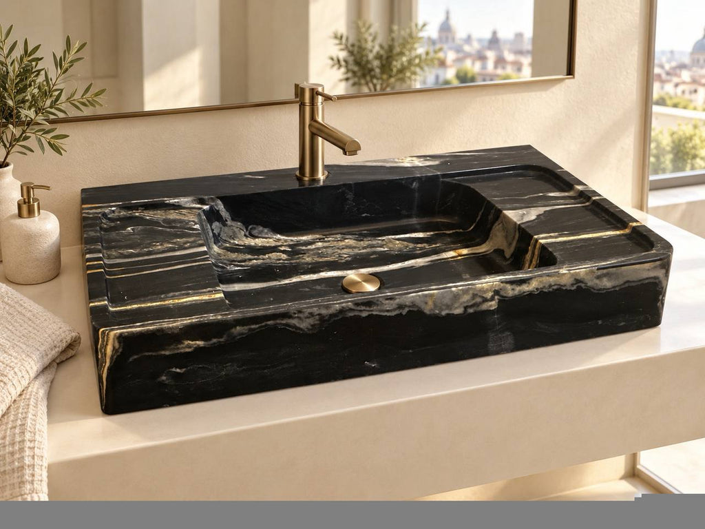 Nero natural stone washbasin