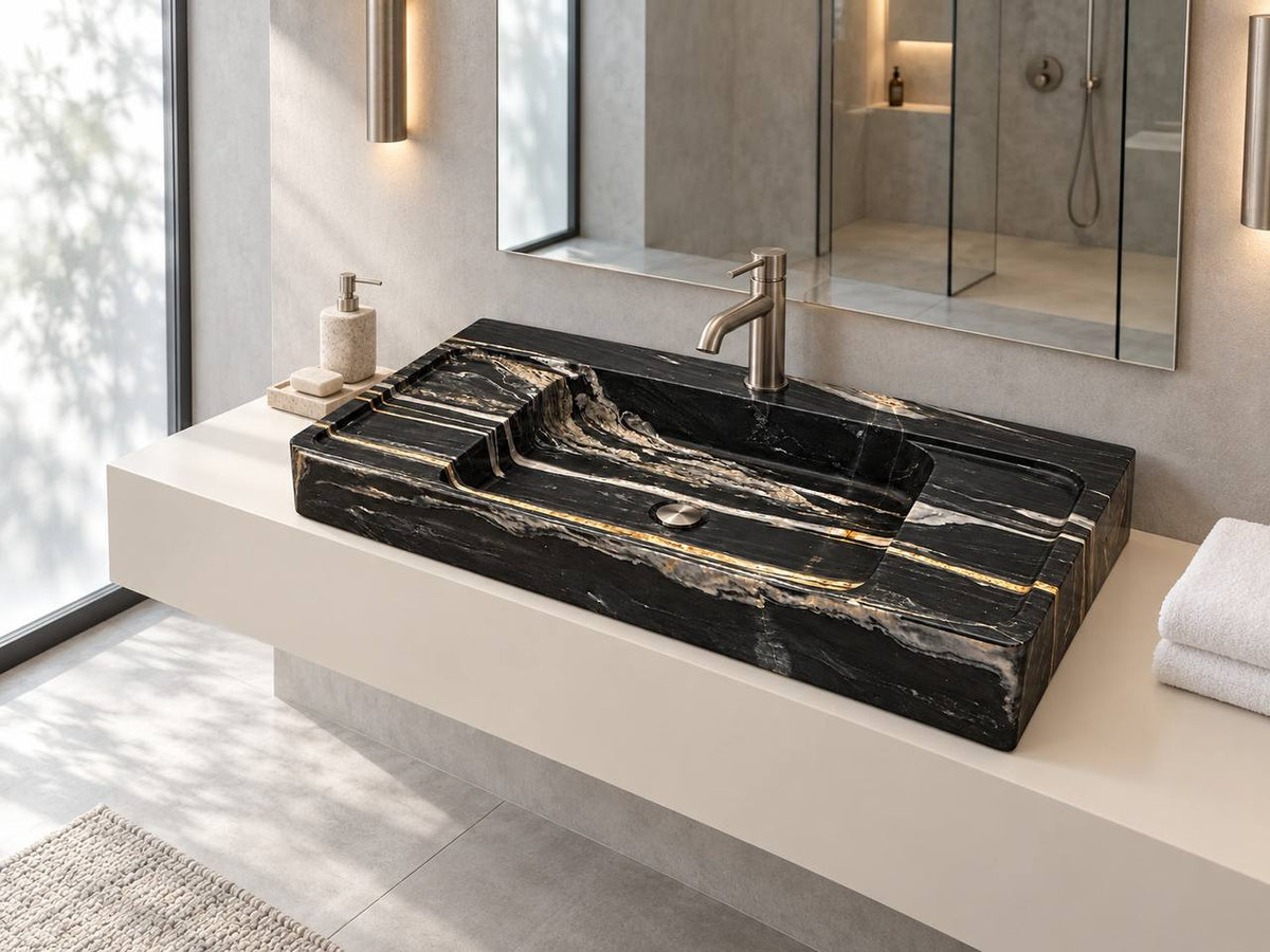 Nero natural stone washbasin
