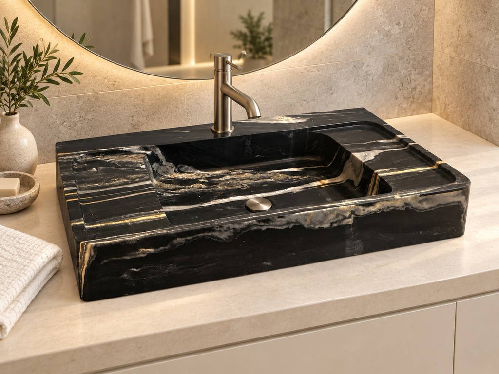 Nero natural stone washbasin