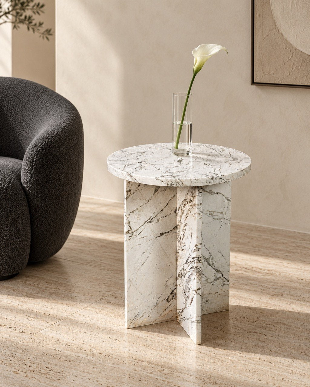 White marble with grey veining