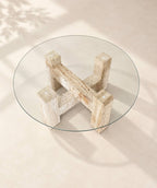 Avela travertine& glass coffee table